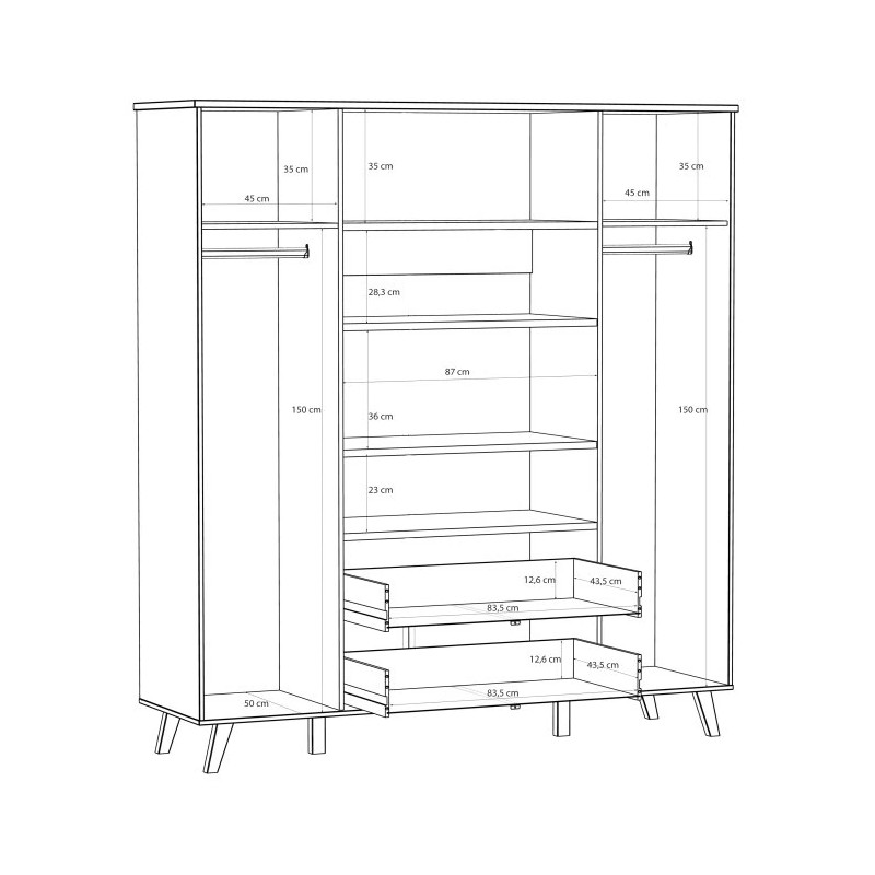 Szafa ubraniowa Vankka VNKS841 Dąb/Biały Meble Forte