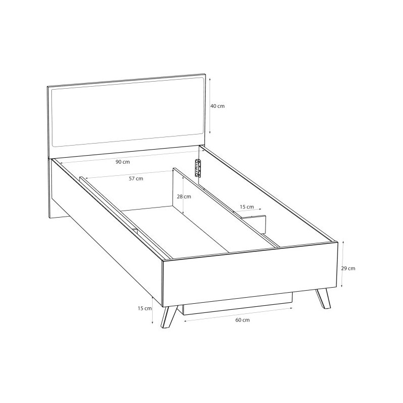 Łóżko z pojemnikiem Vankka VNKL4092 Dąb/Biały Meble Forte