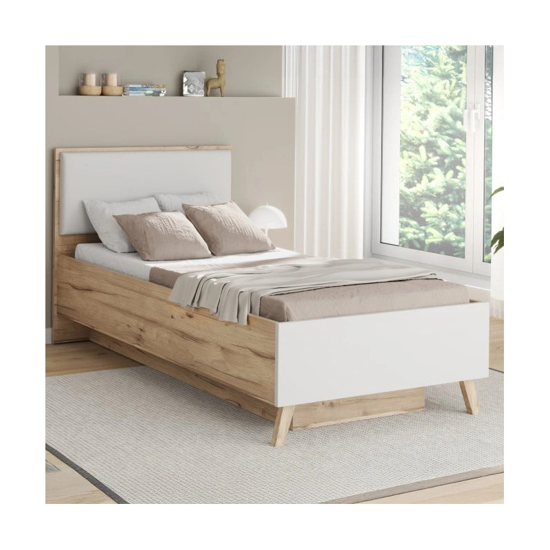 Łóżko z pojemnikiem Vankka VNKL4092 Dąb/Biały Meble Forte