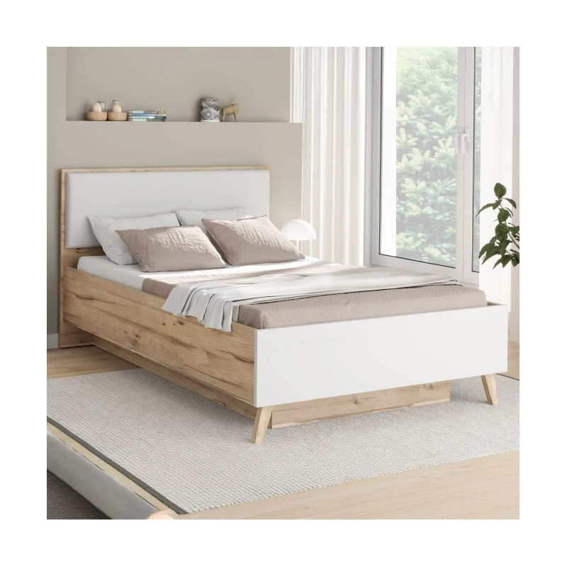 Łóżko z pojemnikiem 120 Vankka VNKL4122 Dąb/Biały Meble Forte