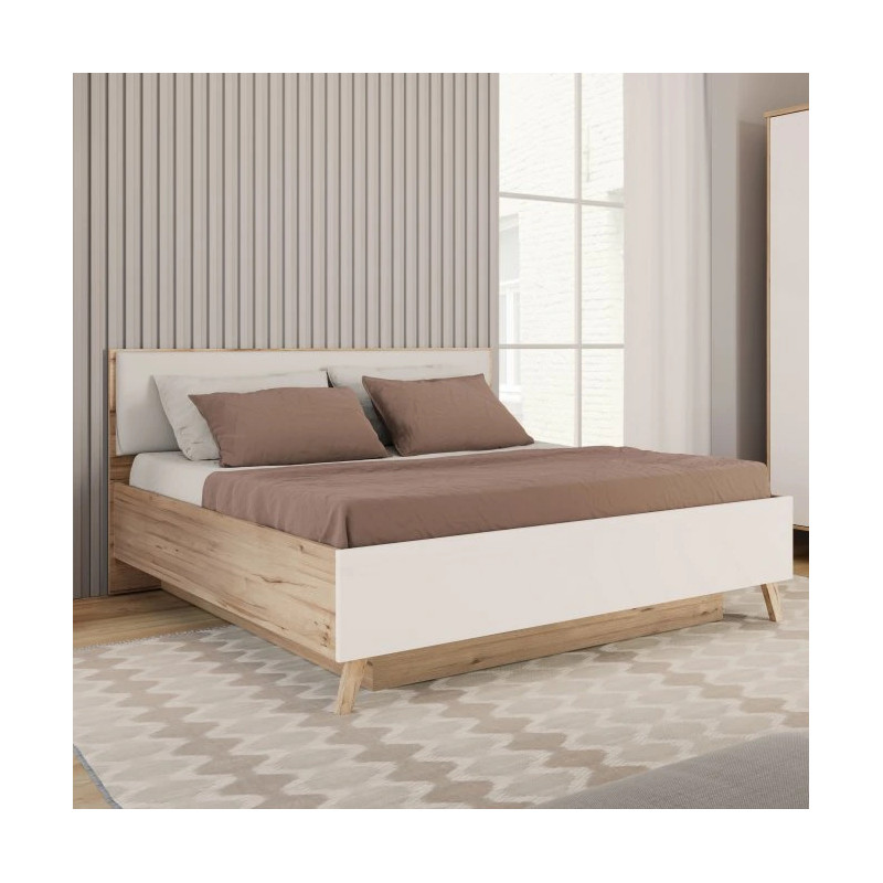 Łóżko z pojemnikiem 160 Vankka VNKL4162 Dąb/Biały Meble Forte