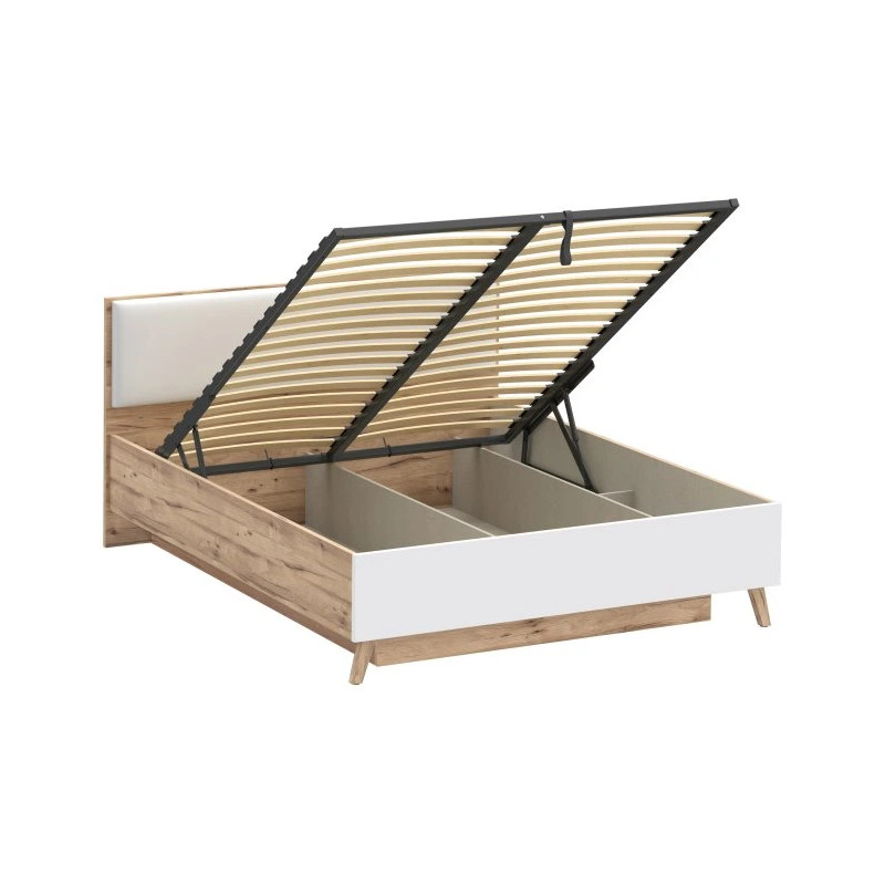 Łóżko z pojemnikiem 160 Vankka VNKL4162 Dąb/Biały Meble Forte