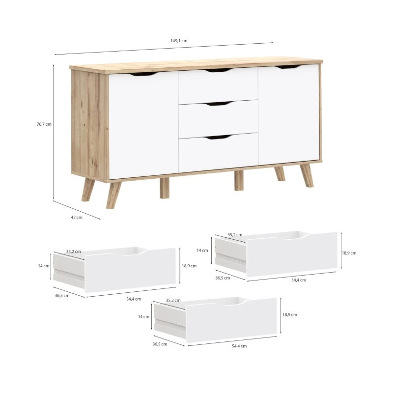Komoda Vankka VNKK231 Dąb/Biały Meble Forte
