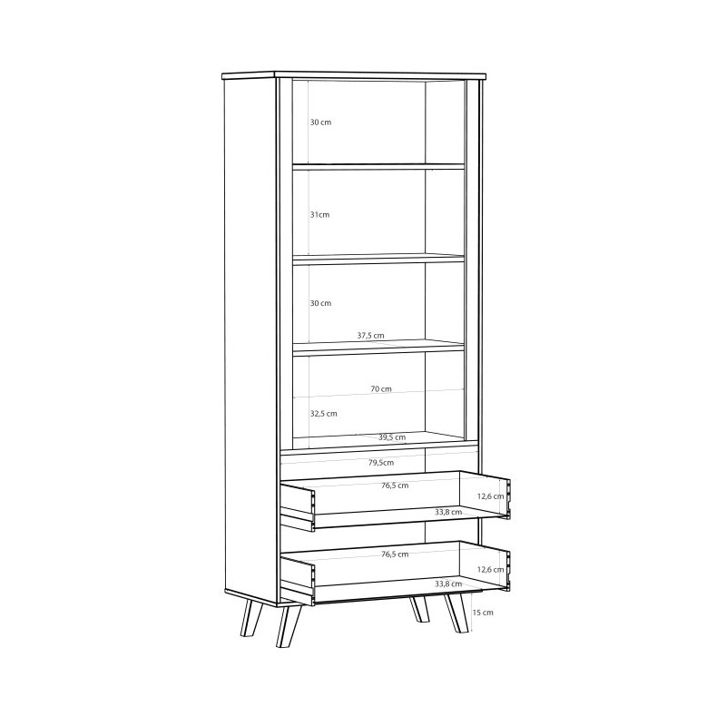 Regał otwarty Vankka VNKR713 Dąb/Biały Meble Forte