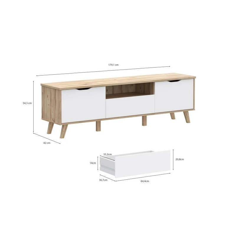 Szafka RTV Vankka VNKT131 Dąb/Biały Meble Forte