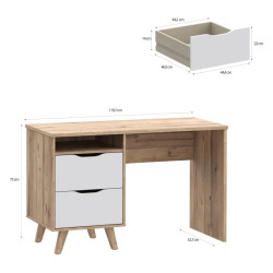 Biurko Vankka VNKB121-L25 Dąb/Biały Meble Forte