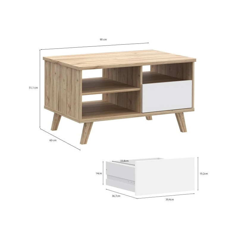 Stolik kawowy Vankka CFTT5218 Dąb/Biały Meble Forte