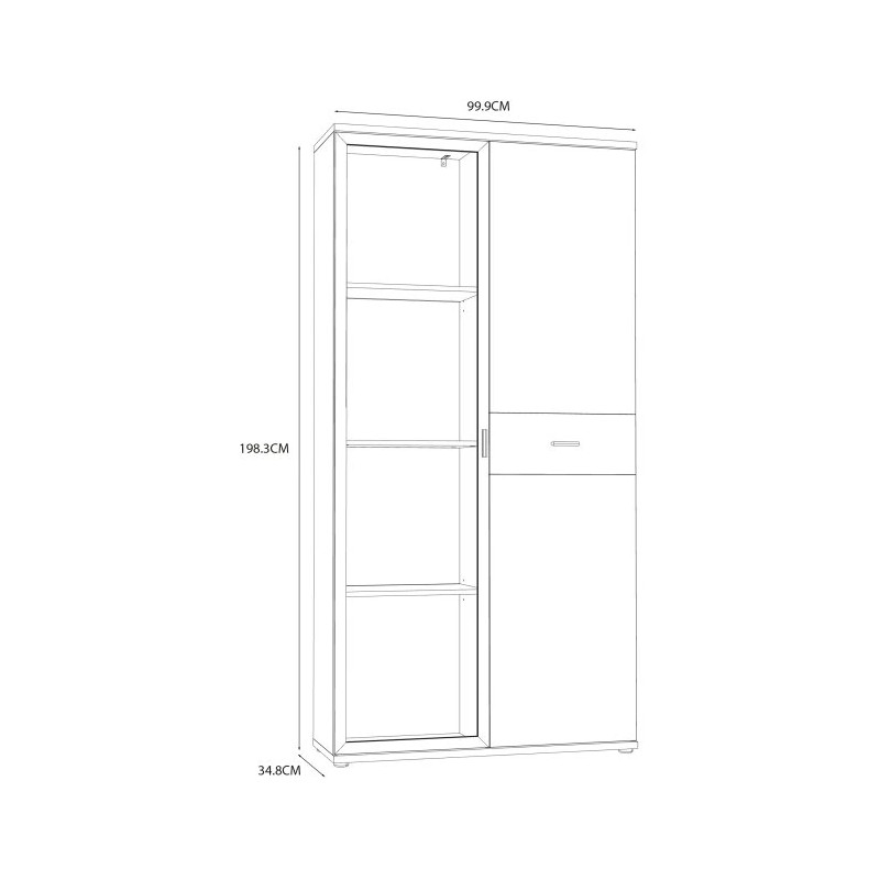 Witryna 100 cm z oświetleniem CHESAPEAKE BEAV721B Dąb