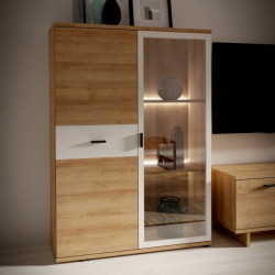 Witryna niska 100 cm z oświetleniem CHESAPEAKE BEAV421B Dąb