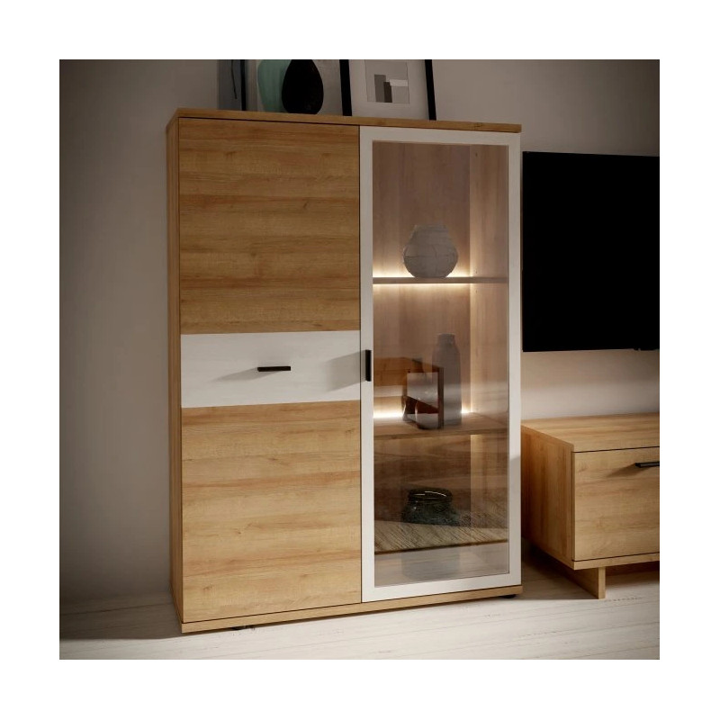 Witryna niska 100 cm z oświetleniem CHESAPEAKE BEAV421B Dąb