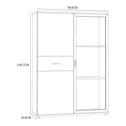 Witryna niska 100 cm z oświetleniem CHESAPEAKE BEAV421B Dąb