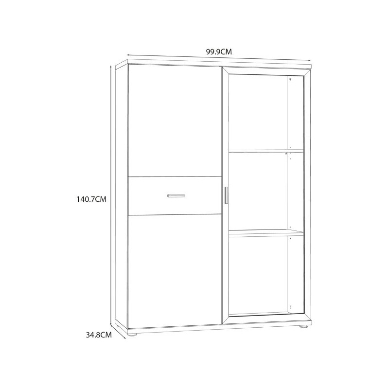 Witryna niska 100 cm z oświetleniem CHESAPEAKE BEAV421B Dąb