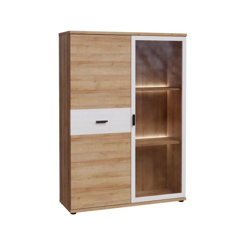 Witryna niska 100 cm z oświetleniem CHESAPEAKE BEAV421B Dąb