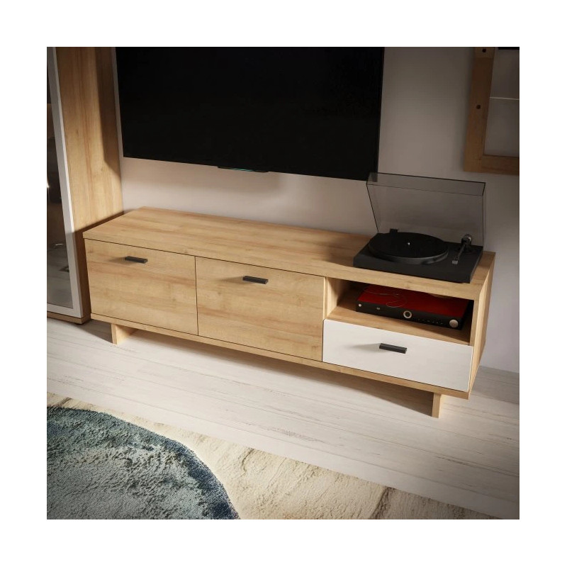 Szafka RTV 150 cm CHESAPEAKE BEAT132 Dąb Riviera/Dąb Śnieżny