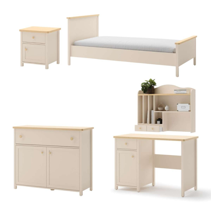 Zestaw mebli do pokoju dziecka STORY 1 Meble Młodzieżowe Beż Zestaw mebli do pokoju dziecka STORY 1 Meble Młodzieżowe Beż