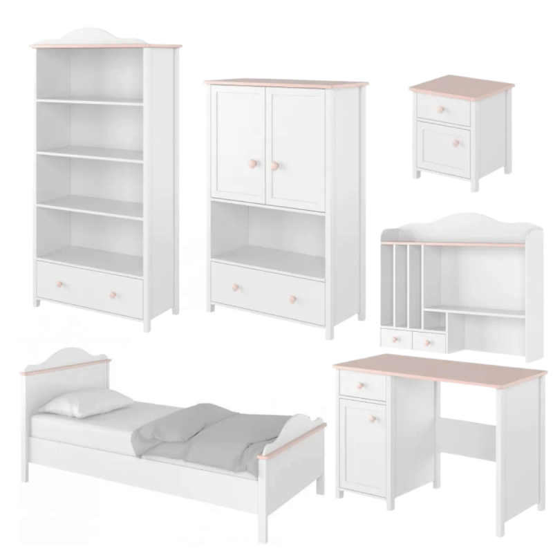 Zestaw mebli do pokoju dziecięcego LUNA 3 biały / różowy