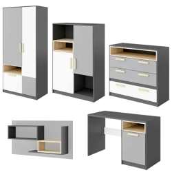 Zestaw mebli do pokoju młodzieżowego POK 3 grafit/buk