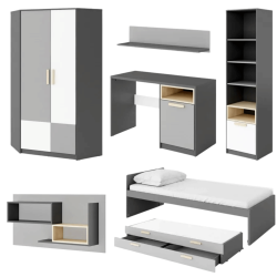 Zestaw mebli do pokoju młodzieżowego POK 2 grafit/buk