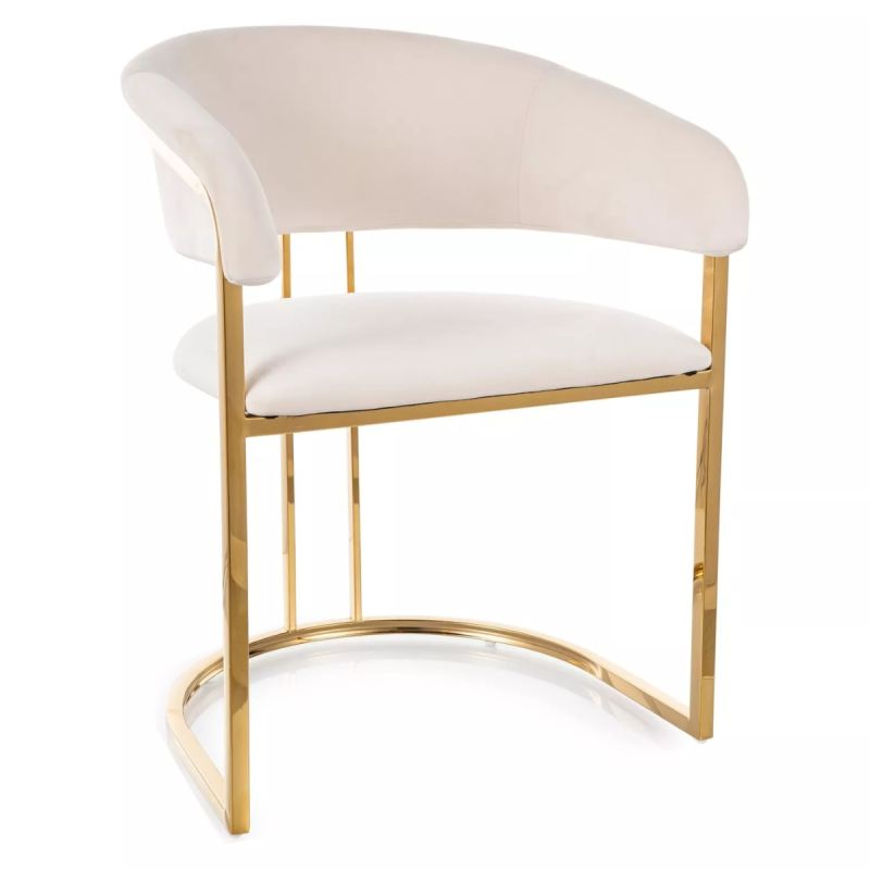 Krzesło tapicerowane Tulipe Velvet Bluvel 22 jasny beż