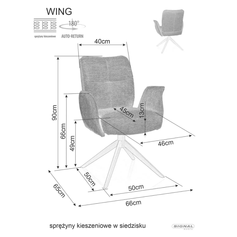 Krzesło obrotowe Wing Brego 40 cappuccino