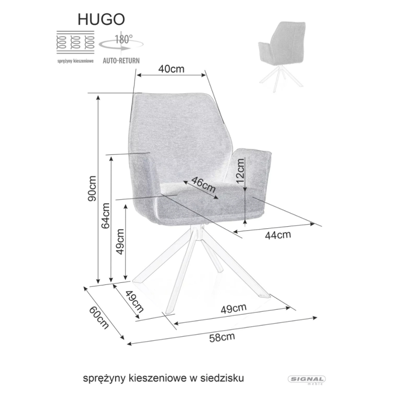 Krzesło obrotowe Hugo Brego 31 jasny beż