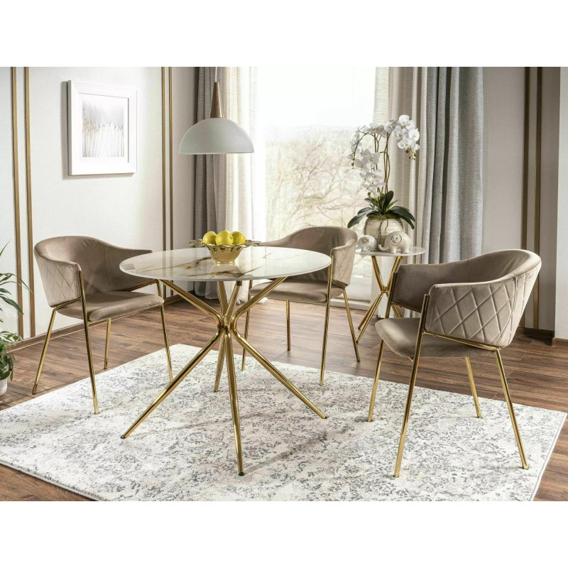 KRZESŁO BONO VELVET ZŁOTY STELAZ/BEŻ BLUVEL 28