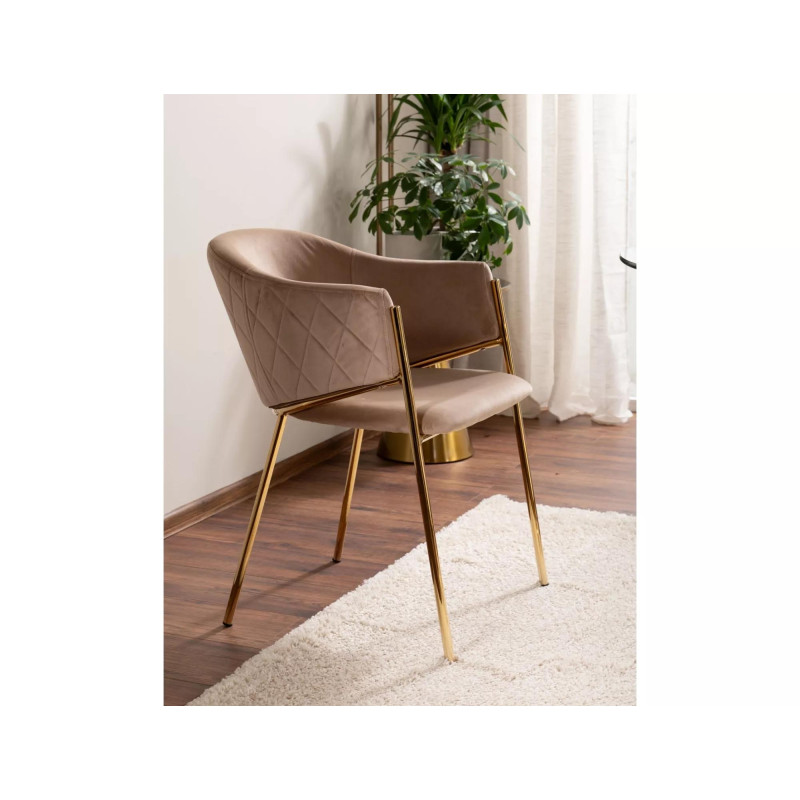 KRZESŁO BONO VELVET ZŁOTY STELAZ/BEŻ BLUVEL 28