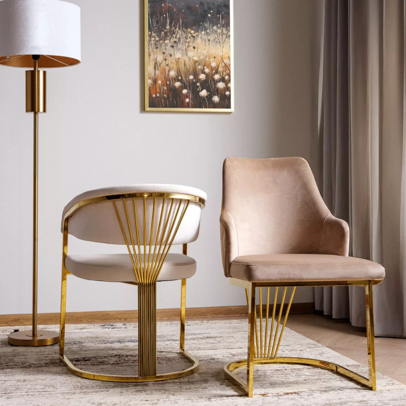 Krzesło tapicerowane Crown Velvet Bluvel 28 beżowe