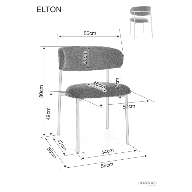 Krzesło tapicerowane Elton D Brego 07 szare