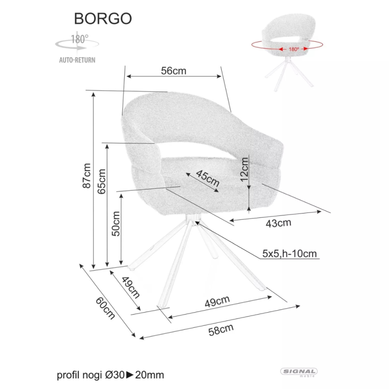 Krzesło obrotowe Borgo Raven 07 szare