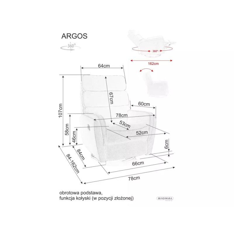 Fotel rozkładany Argos Raven 30 ciemny beż