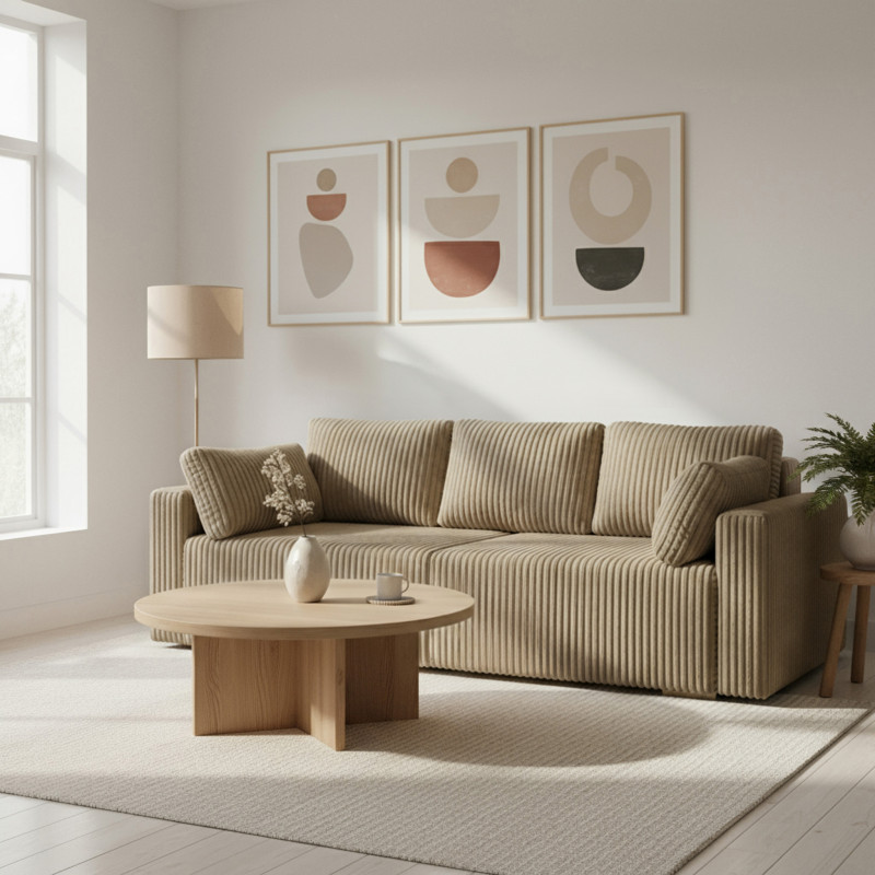 Nowoczesna sofa Bianca beżowa z funkcją spania