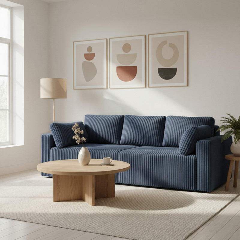 Nowoczesna sofa Bianca granatowa z funkcją spania