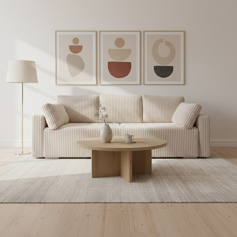 Nowoczesna sofa Bianca kremowa z funkcją spania
