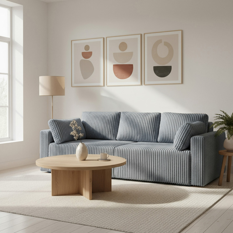Nowoczesna sofa Bianca jasnoniebieska z funkcją spania