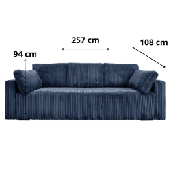 Nowoczesna sofa Bianca granatowa z funkcją spania