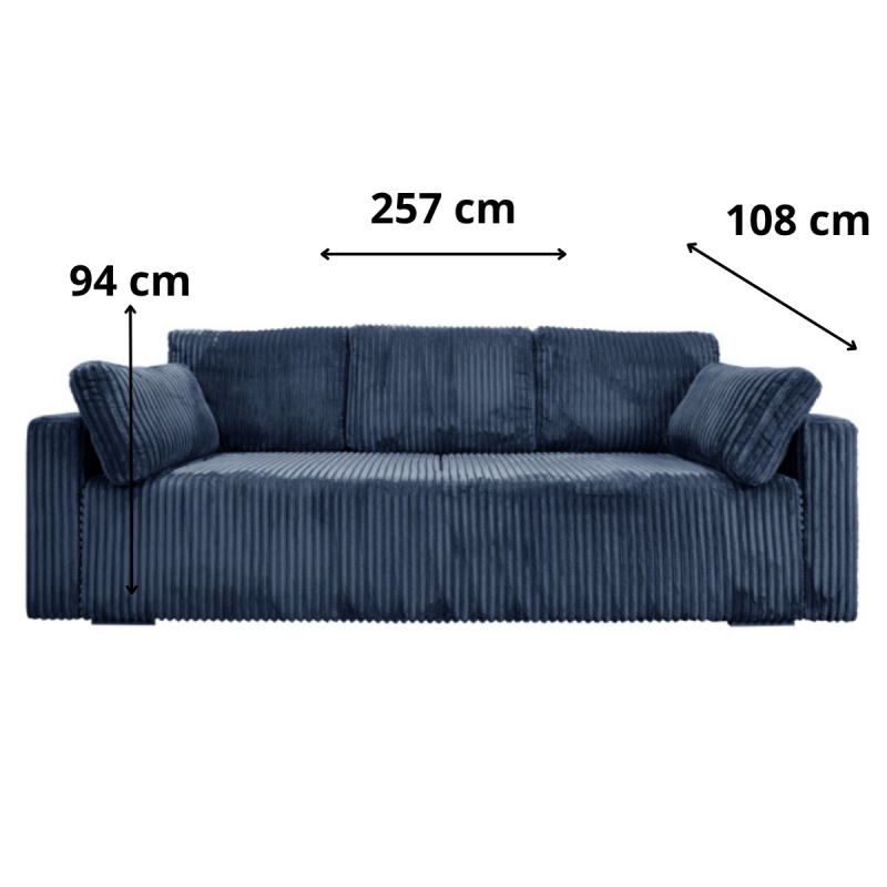 Nowoczesna sofa Bianca granatowa z funkcją spania