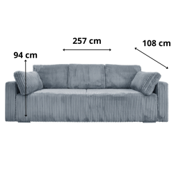 Nowoczesna sofa Bianca jasnoniebieska z funkcją spania