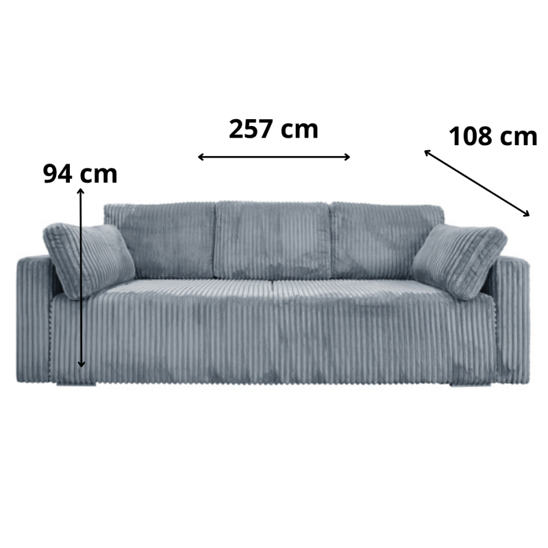 Nowoczesna sofa Bianca jasnoniebieska z funkcją spania