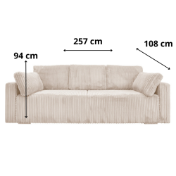 Nowoczesna sofa Bianca kremowa z funkcją spania