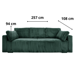 Nowoczesna sofa Bianca zielona z funkcją spania