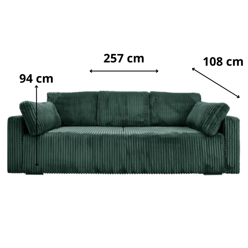 Nowoczesna sofa Bianca zielona z funkcją spania