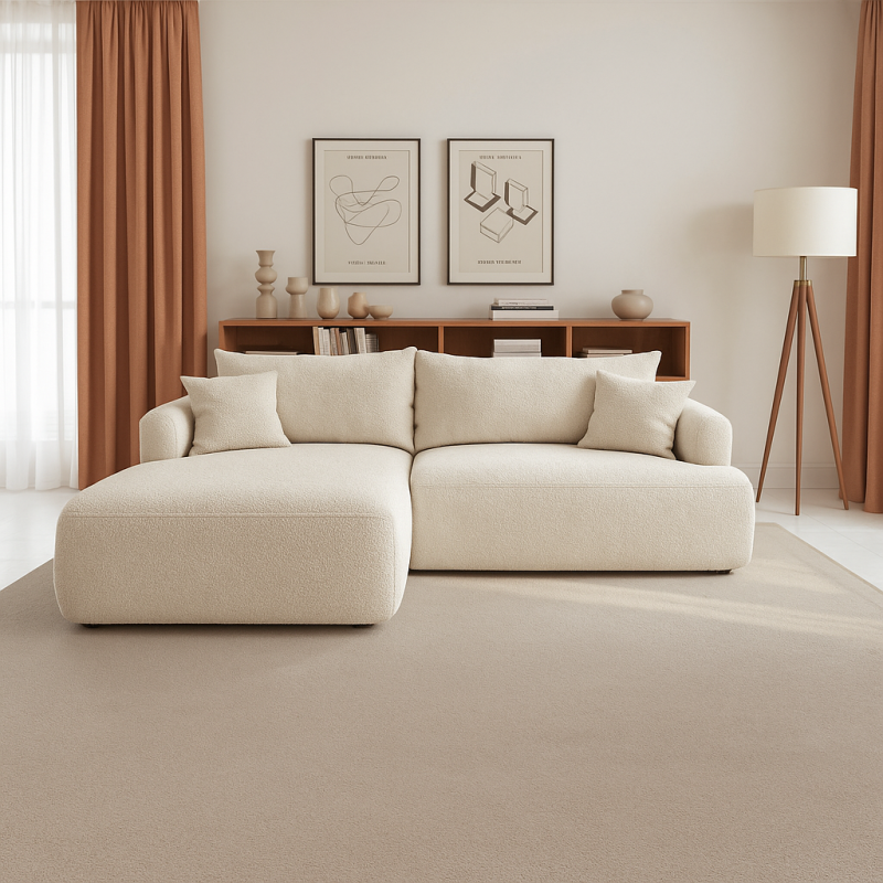 Nowoczesny tapicerowany narożnik Coco beżowy / abriamo 3 Nowoczesny tapicerowany narożnik Coco beżowy / abriamo 3