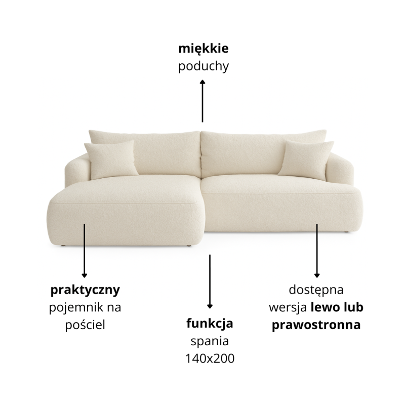 Nowoczesny tapicerowany narożnik Coco beżowy / abriamo 3