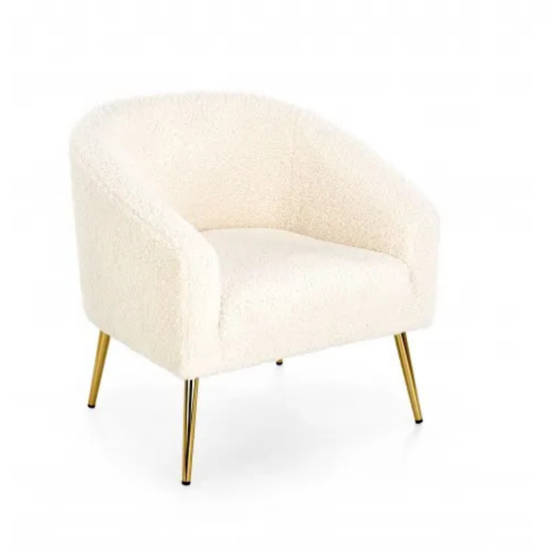 Minimalistyczny fotel wypoczynkowy Lux kremowy/złoty Minimalistyczny fotel wypoczynkowy Lux kremowy/złoty