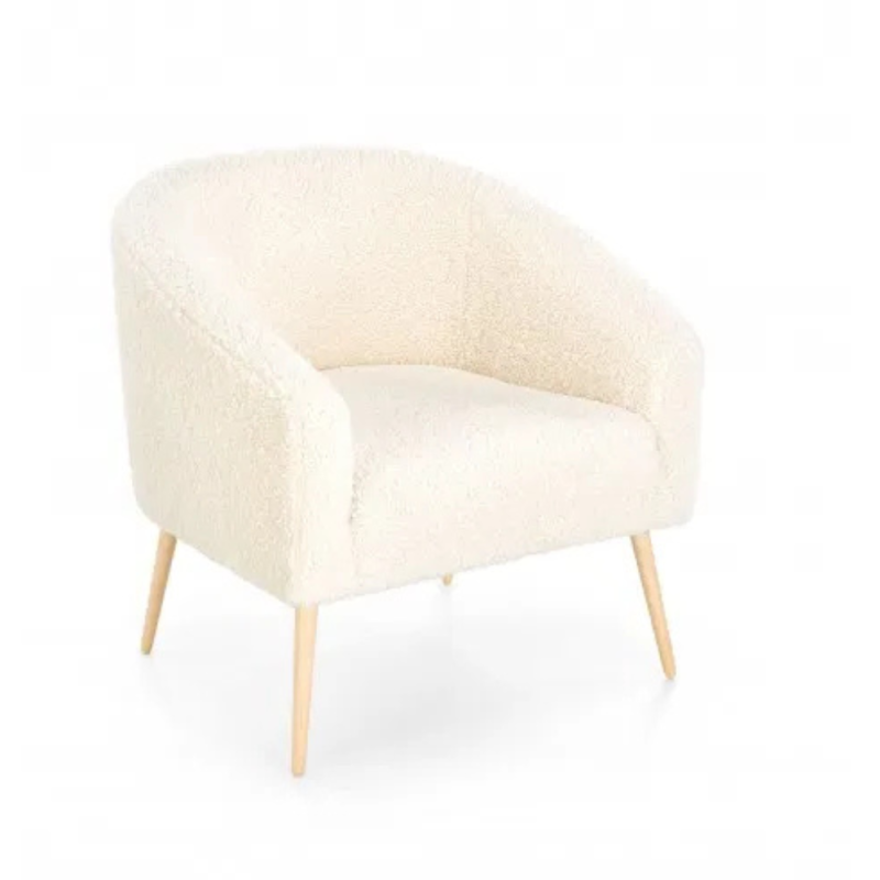 Minimalistyczny fotel wypoczynkowy Lux kremowy/naturalny Minimalistyczny fotel wypoczynkowy Lux kremowy/naturalny