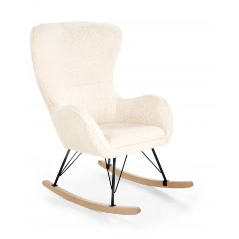 Bujany fotel wypoczynkowy Nova kremowy/czarny/naturalny Bujany fotel wypoczynkowy Nova kremowy/czarny/naturalny