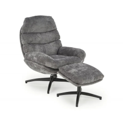 DARIO fotel wypoczynkowy z podnóżkiem, popielaty