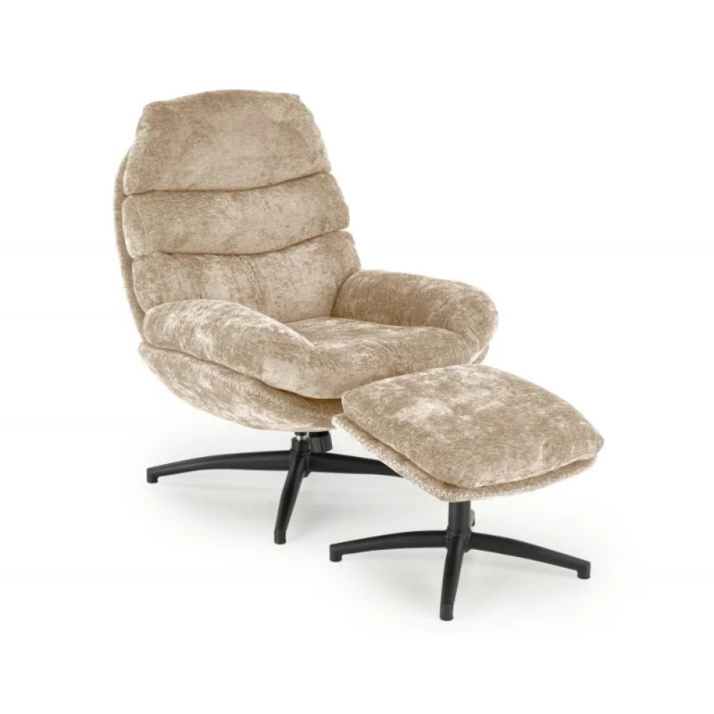 DARIO fotel wypoczynkowy z podnóżkiem, beżowy