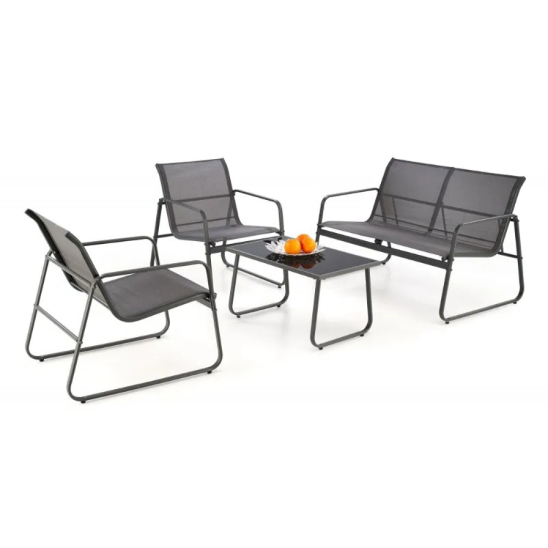 Zestaw mebli ogrodowych Conor (sofa + 2xfotel + ława) ciemny popiel